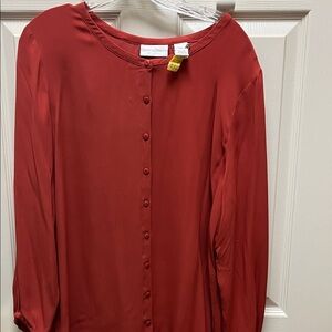 Daniel & Daniella Red Button-Front Women's Blouse